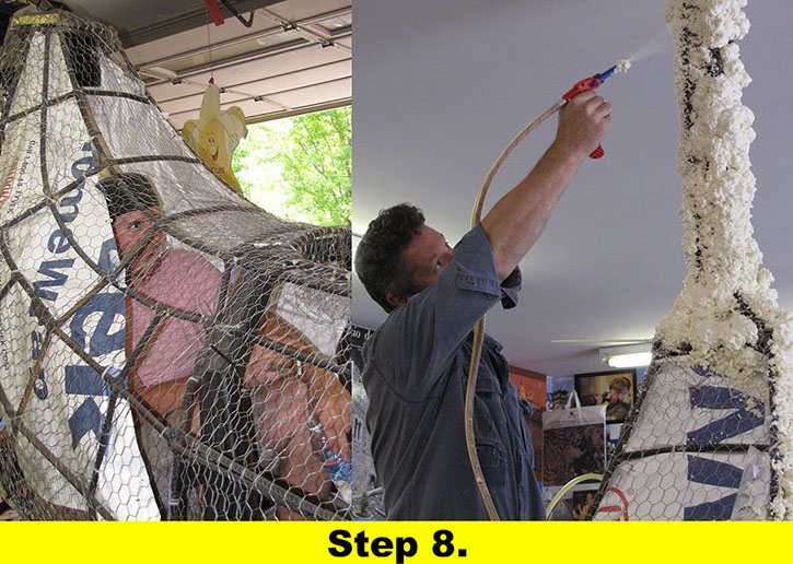 Add Tyvec inside the chicken wire to prevent “Blow Through”and spray the outside with Versi Foam.